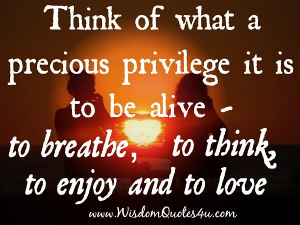 It's precious privilege to be alive