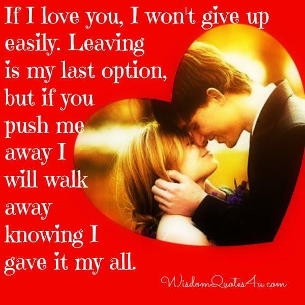 Leaving someone is your last option