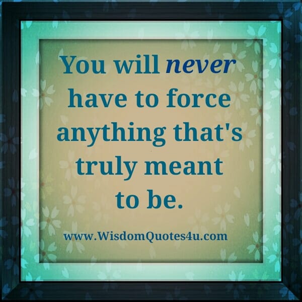 Never force anything that's truly meant to be