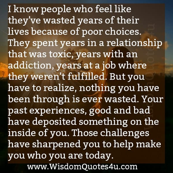People who feel like they have wasted years of their lives