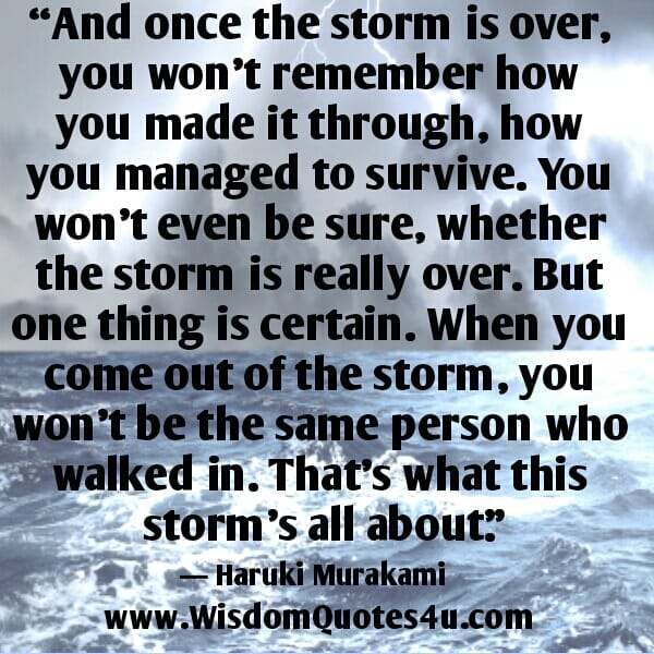 When you come out of storm, you won't be the same person who walked in