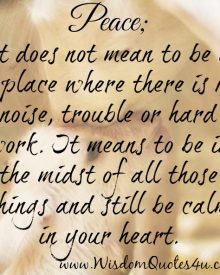 Peace doesn’t mean to be in a place where there is no noise