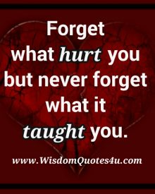 Forget what Hurt you